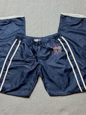 Vintage Y2K L.E.I. 89 GYM Navy Track Pants Windbreaker Pants Sz Small 
